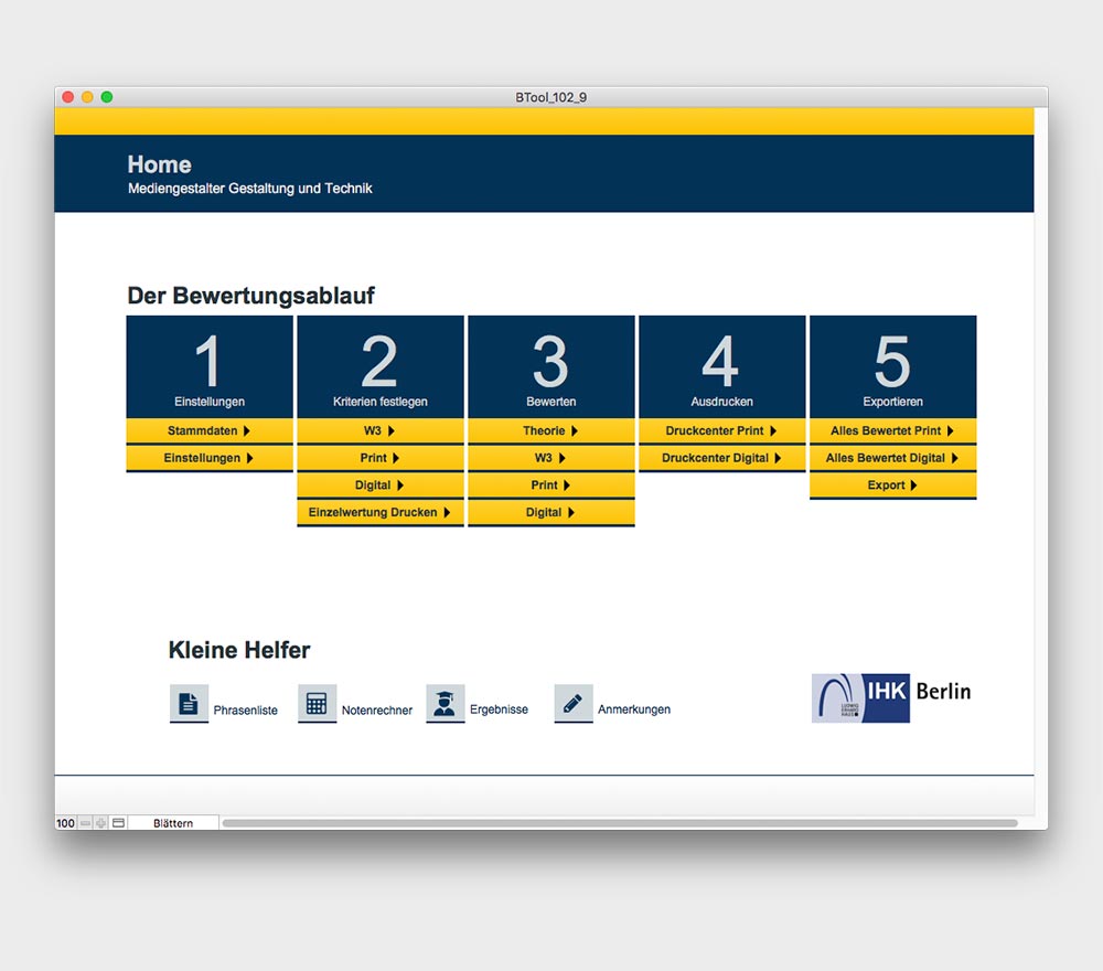 Startscreen der IHK-Bewertungs-App
