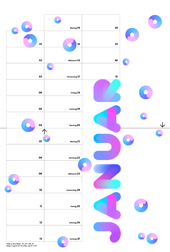 Kalender 2019 Typographie Januar