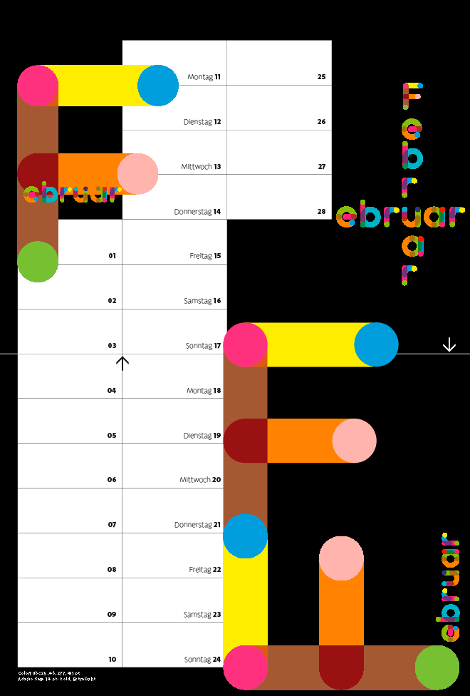 Kalender 2019 Typographie Februar
