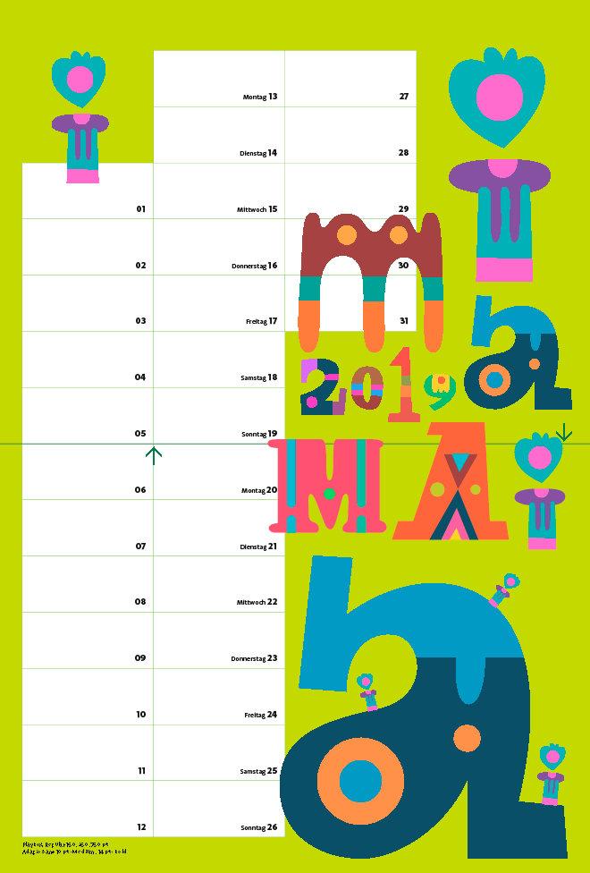 Kalender 2019 Typographie Mai
