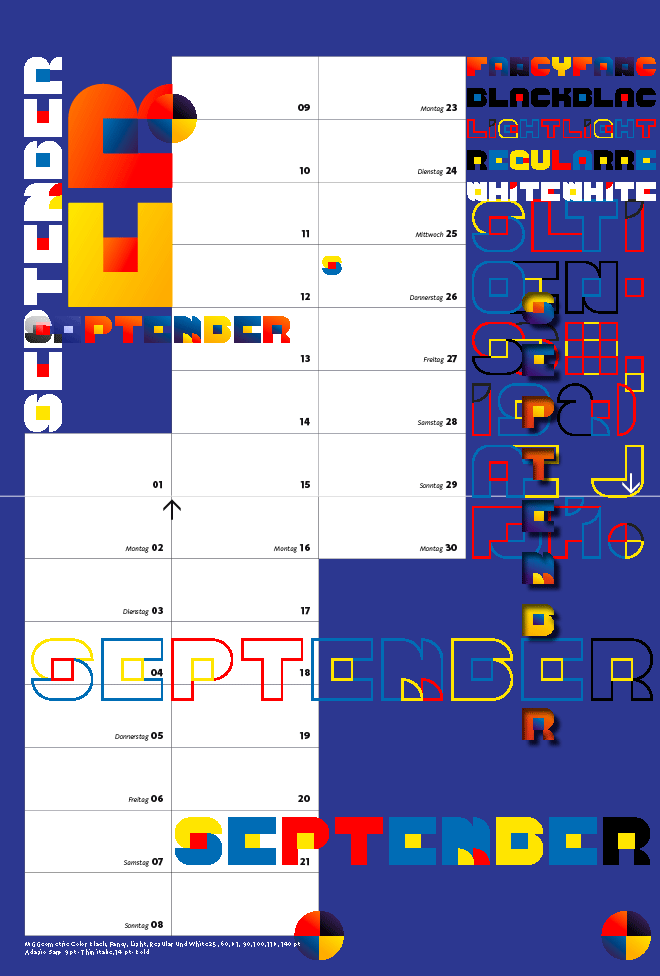 Kalender 2019 Typographie September