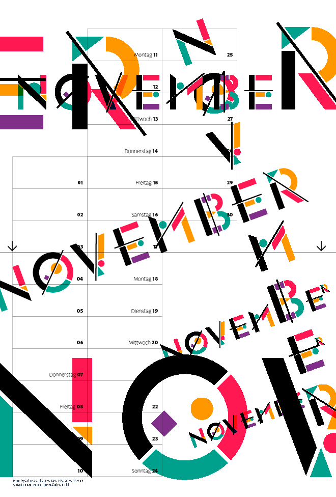 Kalender 2019 Typographie November